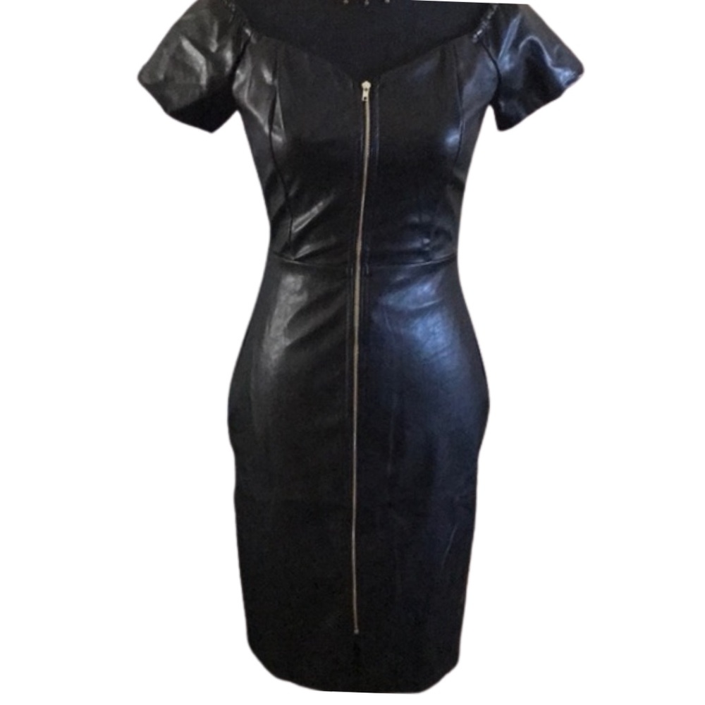 Black Sexy Faux Leather Dress